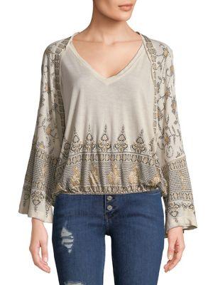 Free People Medallion Printed Long Sleeve Top