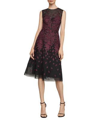 Bcbgmaxazria Floral Embroidered Evening Dress