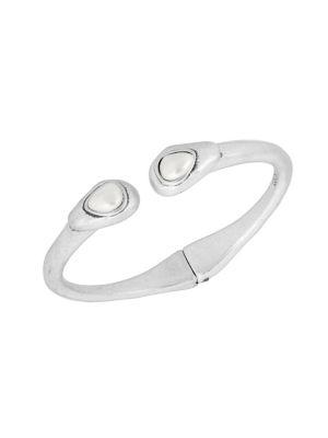 Lucky Brand Land And Sea Faux Pearl Hinge Cuff Bracelet