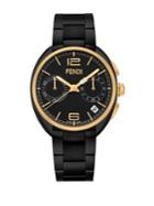Momento Fendi Goldtone & Black Stainless Steel Chronograph Bracelet Watch