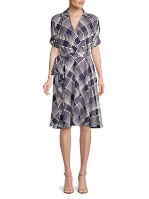 Eliza J Geo-print Dolman Wrap Dress