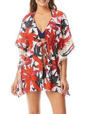 Vince Camuto Wild Lotus Floral Tie-front Coverup