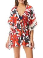 Vince Camuto Wild Lotus Floral Tie-front Coverup
