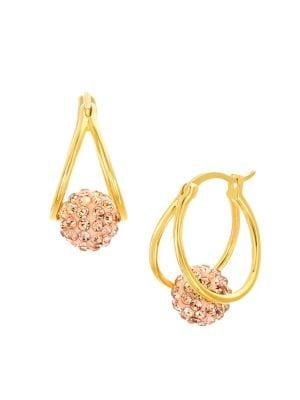 Lord & Taylor Sterling Silver & Swarovski Crystal Hoop Drop Earrings