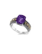 Effy 925 Cushion Amethyst, 18k Yellow Gold And Sterling Silver Ring