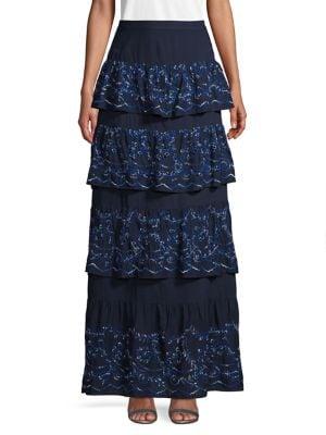 Bcbgmaxazria Eyelet Long Tiered Skirt