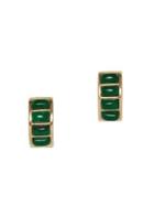 Sole Society 12k Goldtone And Green Jasper Huggie Hoop Earrings