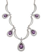 Lord & Taylor Diamond And Amethyst Sterling Silver Necklace