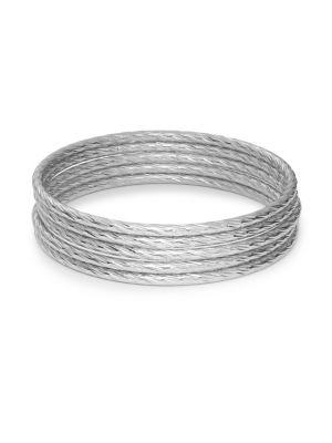 Design Lab Lord & Taylor Set Of Five Classic Textured Bangle Bracelets