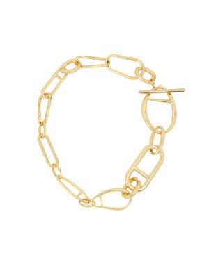 H Halston Goldtone Large Link Collar Necklace