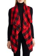 Lauren Ralph Lauren Plaid Draped-front Cotton-blend Vest