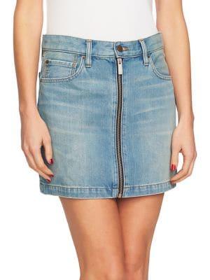 1.state A-line Zip Front Denim Mini Skirt