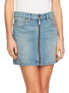 1.state A-line Zip Front Denim Mini Skirt