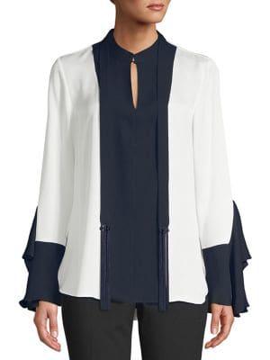 Elie Tahari Two-tone Silk Blouse