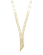 Danielle Nicole Blossom Ivy Beaded Mesh Fringe Necklace With Dangle Leaves