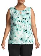 Kasper Plus Floral Diamond-keyhole Top