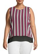 Michael Kors Plus Sleeveless Striped Cutout Top