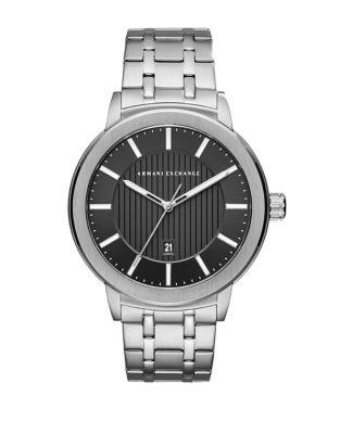 Armani Exchange Stainless Steel Textured Bracelet Watch