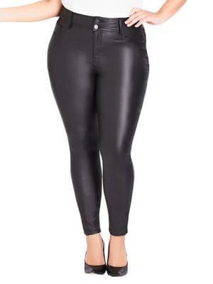 City Chic Plus Skylar Faux-leather Skinny Jeans
