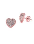 Morris & David 14k Rose Gold Diamond Pave Heart Studs, 0.5 Tcw