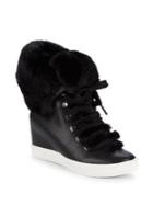 Donna Karan Faux-fur Wedge Booties