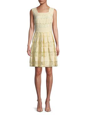Karl Lagerfeld Paris Lace Panel Fit-&-flare Dress