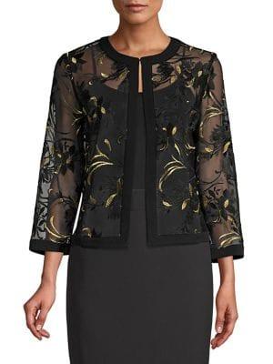 Nipon Boutique Embroidered Botanical Mesh Jacket