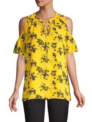 Michael Michael Kors Floral Cold Shoulder Tee
