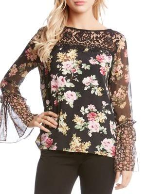 Karen Kane Contrast Lace Yoke Top