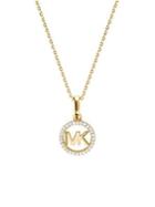 Michael Kors Sterling Silver And Crystal Logo Starter Pendant Necklace