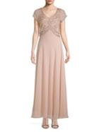 J Kara Embellished Short-sleeve Dress