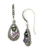 Lord & Taylor Amethyst And Abalone Sterling Silver Teardrop Earrings