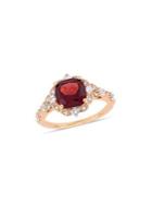 Sonatina 14k Rose Gold, Garnet, White Sapphire And Diamond-accent Vintage Ring