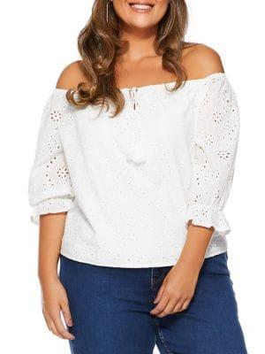 Quiz Curve Plus Bardot Three-quarter Sleeve Top