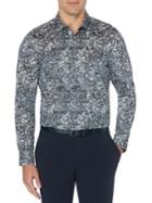 Perry Ellis Vine-print Long-sleeve Stretch Shirt