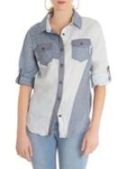 La La Anthony Colorblocked Button-front Shirt