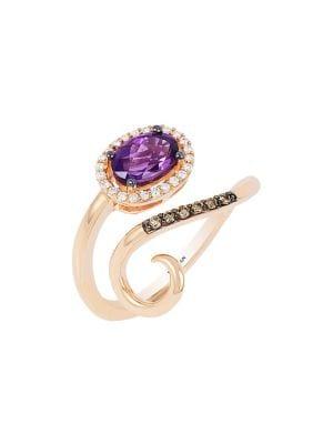 Le Vian 14k Strawberry Gold, Grape Amethyst, Vanilla & Chocolate Diamonds Bypass Ring