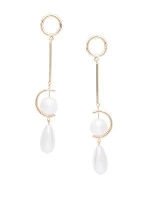 Design Lab Sterling Silver & Faux Pearl Mismatched Earrings