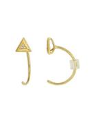 Sonatina 18k Yellow Gold & Diamond Triangle Stud Hook Earrings