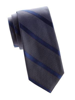 Black Brown Forbes Stripe Silk Tie
