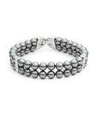 Nadri Crystal Pave Accented Two-row Faux Pearl Bracelet