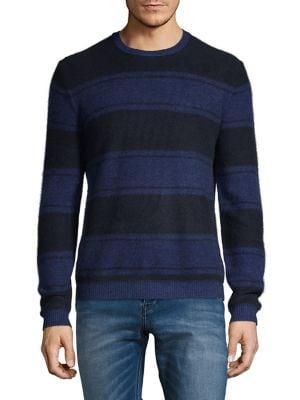 Black Brown Marled Block Stripe Cashmere Crew Sweater