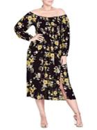 City Chic Plus Miss Chirpy Floral Off-shoulder Dress