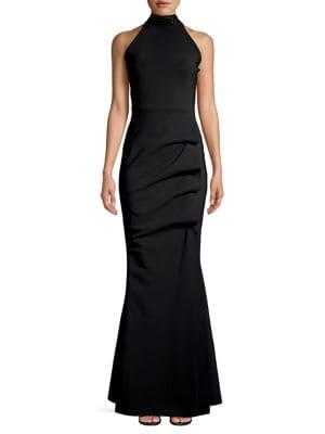Chiara Boni La Petite Robe Slavinka Embellished Halter Mermaid Gown