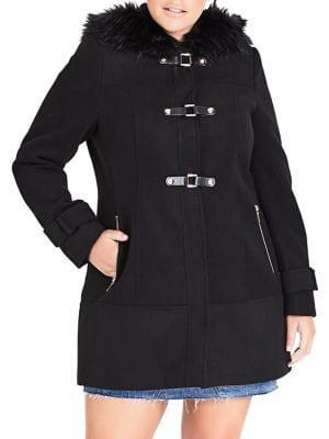 City Chic Plus Wonderwall Relaxed-fit Faux Fur Coat