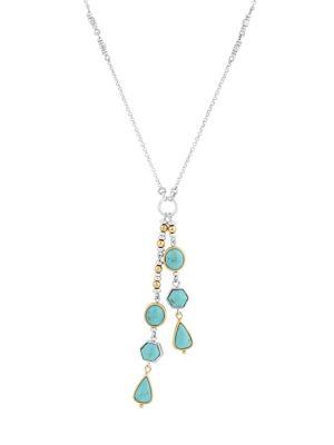 Lucky Brand Chase Crystal Two-tone Reversible Beaded Lariat Necklace