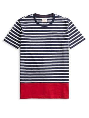 Brooks Brothers Red Fleece Pieced Stripe Pocket Tee