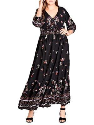 City Chic Plus Peacock Love Maxi Dress