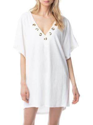Michael Michael Kors Grommets Cotton Blend Tunic Coverup