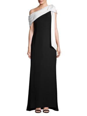 Tadashi Shoji Asymmetrical Drape-tie Gown
